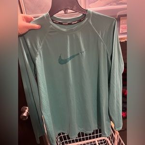 Womens Nike Swim Dri-Fit Women Essential Long Sleeve Hydro Teal Blue Size XL